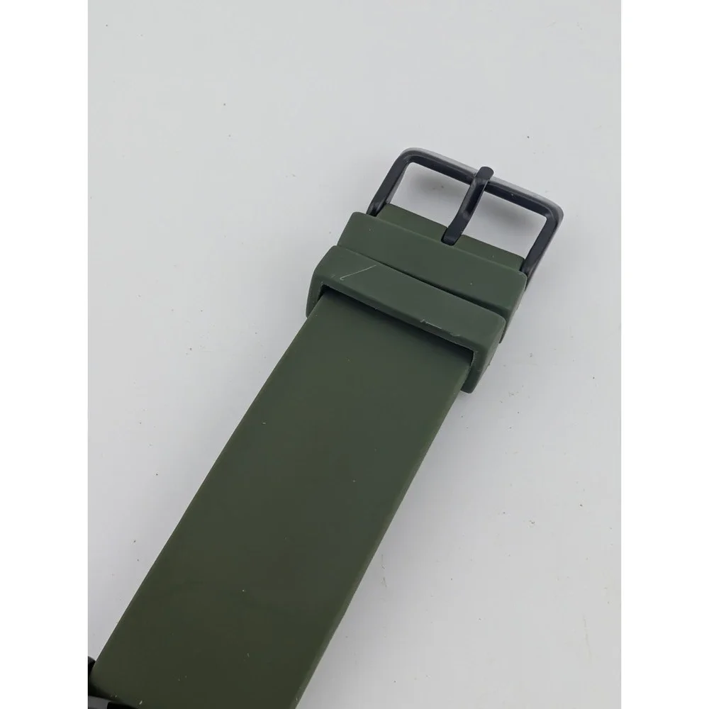 SKMEI Men's Watch Olive Green Silicone Band Black Orange Accents- New Battery